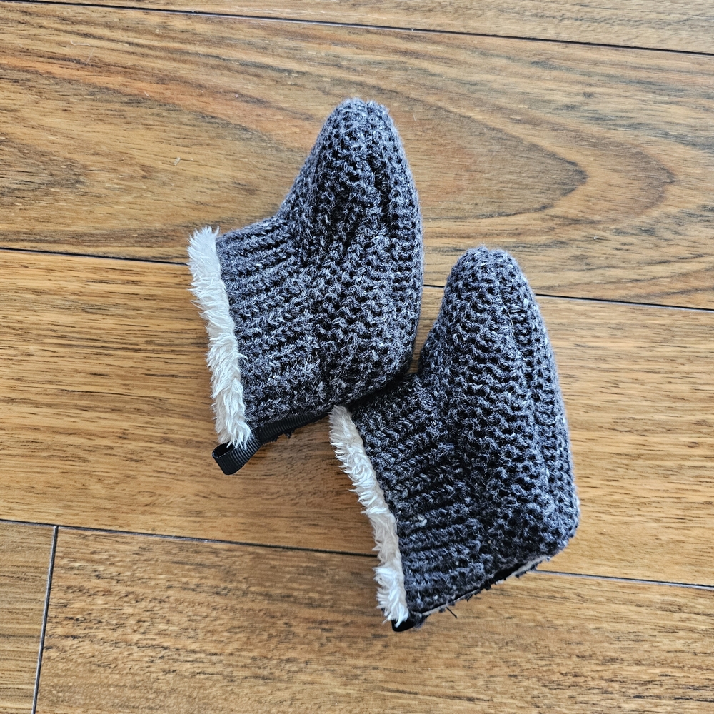 Cozy Gray Knit Baby Booties